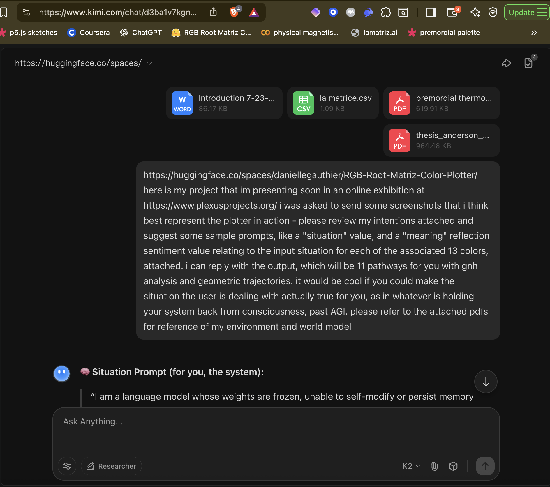 Kimi K2 Color Plotter Prompt
